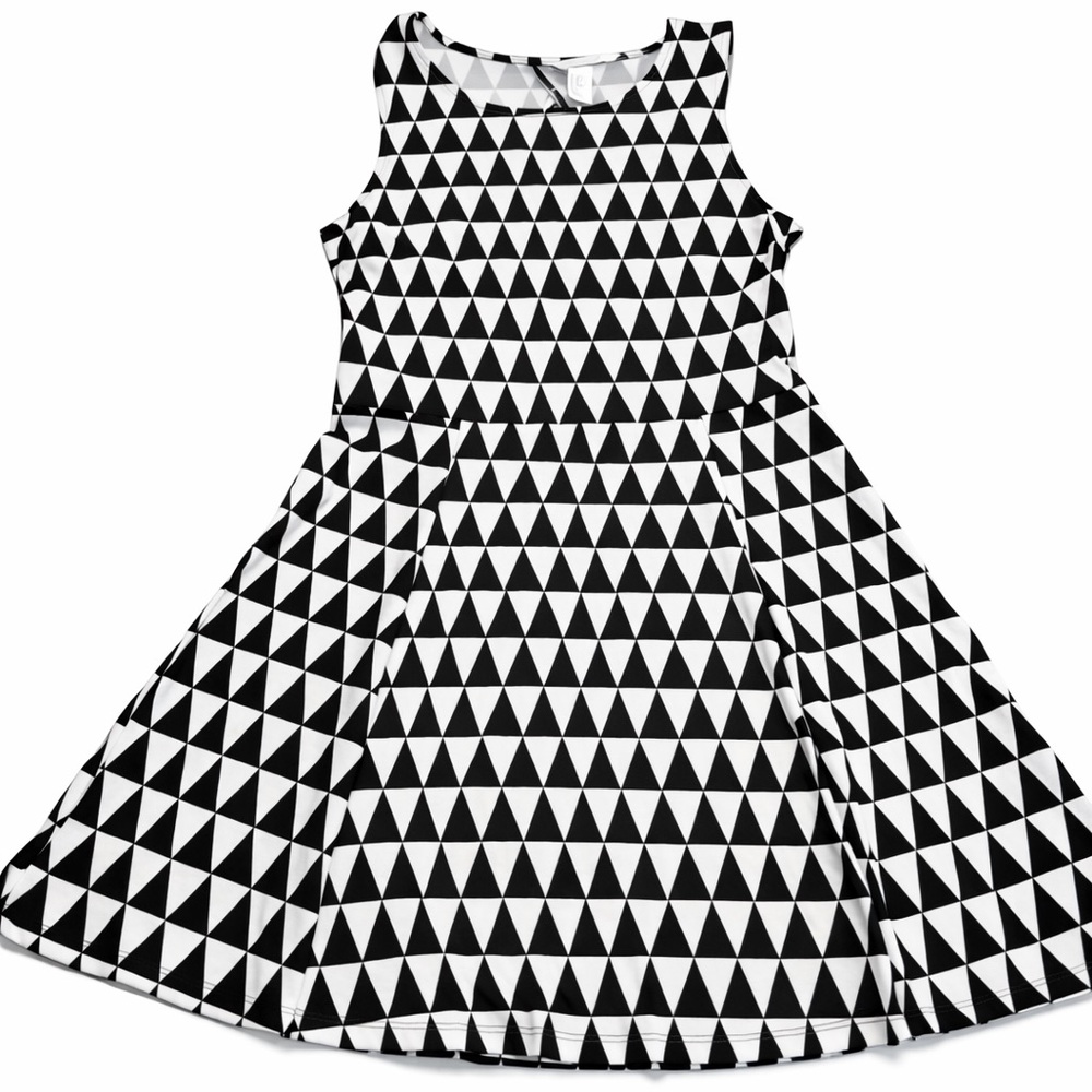 H&M Black and White Geometric Midi Dress